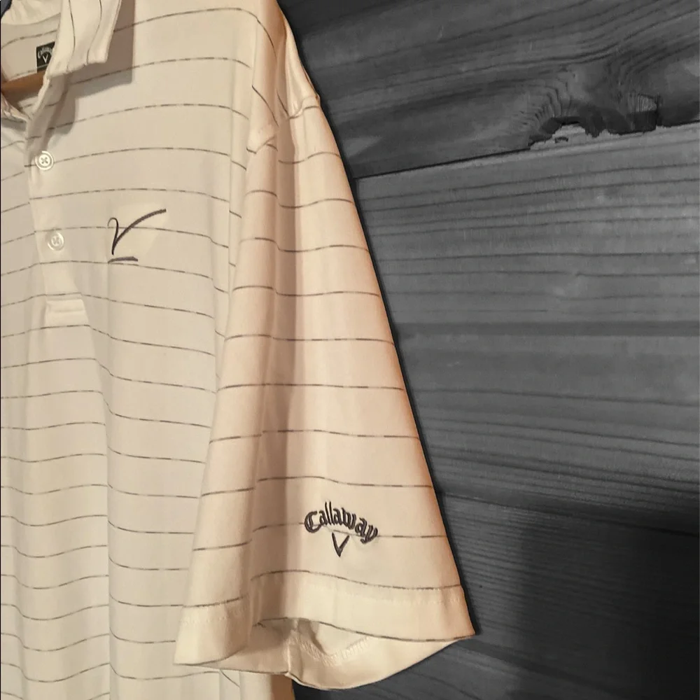 Callaway Opti-Dry Men’s White and Gray Stripe Golf Polo Size XL